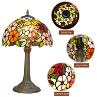Lampe de table Tiffany, lampe en vitrail, lampe de bureau raisin Base en bronze antique Mémoire Sympathie Accent Lampes Tiffany