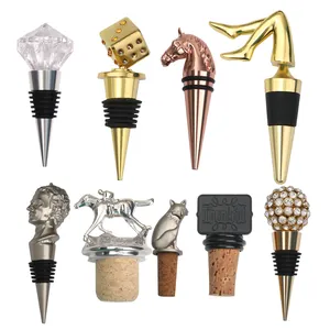 Custom Hot Sale Wine Accessories Drink Stoppers Bottle Stopper Engraved Cork Metal Vacuum Wine Stopper