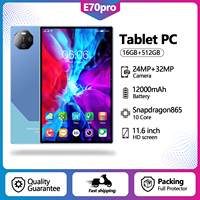 Tablet PC E70 Pro de 11.6 Pulgadas, Nueva, en Oferta 2024, con Memoria Ultra Grande de 16GB+512GB