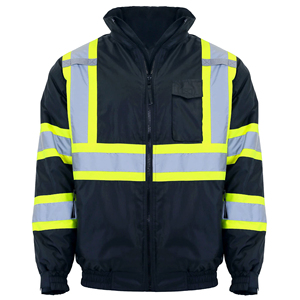Abbigliamento da lavoro ad alta visibilità Bomber di sicurezza riflettente uniforme X giacca posteriore cappotto a maniche lunghe con cappuccio - Product Image 2