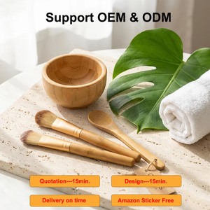 Set di 5 Pezzi per Maschere Viso in Bambù Organico Riutilizzabile, Kit Fai-da-Te per la Cura della Pelle con Pennello in Silicone, Cucchiaio e Spatola per Spa - Product Image 1