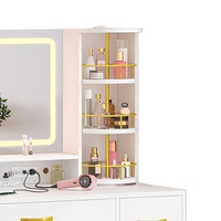 Table de maquillage, coiffeuse, style minimaliste, rangement, miroir clair, lumières LED
