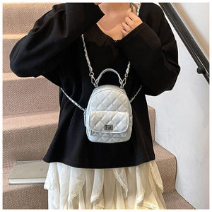 Popular Texture <b>Mini</b> Bag Female 2025 Summer New Simple Trend Diamond Lattice Embroidery Line Chain <b>Ladies</b> Girls <b>Backpack</b> - Product Image 4