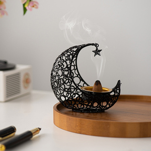 Quemador de Incienso de Metal con Forma de Luna Creciente y Estrella, Estilo Romántico de Oriente Medio, Quemador de Incienso Mubkhar, Quemador de Incienso Árabe - Product Image 4