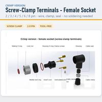 Konektor Siku 90 Derajat M12 Tipe A Crimp J-Type Male Female Sudut Kanan Perakitan IP67 Konektor Bundar 2-12 Pin Tersedia