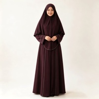 Ensemble Khimar en tissu plumé foncé pour femmes, vêtements modestes, vêtements islamiques, vêtements de prière