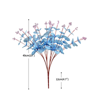 Vente en gros de plantes artificielles en eucalyptus non tissé à 16 branches multicolores, feuilles d'eucalyptus artificielles pour la décoration de la maison