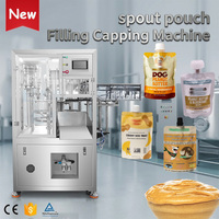Machine de remplissage et de bouchage automatique à 2 têtes pour sachets préformés avec bec verseur, pour crème, pâte de sésame, beurre de cacahuète, Doypack