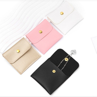 Étui à bijoux de voyage en cuir PU, pochette à bijoux avec fermeture à rabat et bouton-pression, 8x8cm, carré, pour boutique de loisirs et vente au détail de bijoux
