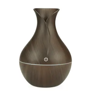 Portable Household Ultrasonic Air Humidifier with 7-Color LED Night Light Wood Grain USB Ultrasonic Atomized for Home Office Use