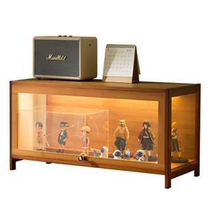 Bamboo Acrylic Non-Glass Rectangular Figurine Display Cabinet for <strong>Lego</strong> and Model Toy Storage Smoke Finish Model - Product Image 5