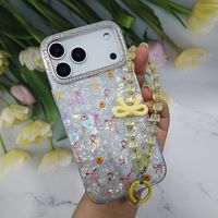 Étui de téléphone portable antichoc de style cerise avec chaîne pour X/11/12/13/14/15/16/17 Pro Max pour Samsung S23U/S24U/S25U/S26U