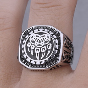 Anillo de Garra de Oso Vikingo de Acero Inoxidable, Anillo de Sello Nórdico con Nudo Celta, Runa Totem, Anillo con Brújula de Odín, Anillo de Dedo con Runa Triangular - Product Image 2