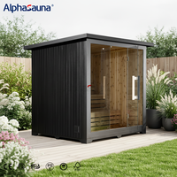Sauna extérieur noir au design moderne, en bois de cèdre noueux, personnalisable, vente directe d'usine