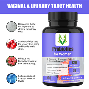 Probióticos OEM para mujeres en cápsulas vegetales que mejoran la salud digestiva, promueven la salud vaginal y urinaria, y fortalecen el sistema inmunológico. - Product Image 5