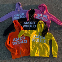 Vente chaude Personnalisé Streetwear Transfert De Chaleur Impression Poids Lourd Vierge Sweat Hommes Zip Up Pull Surdimensionné Y2k À Capuche pour Hommes