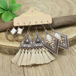 Bohemian Tassel <b>Drop</b> Earrings Set Alloy Antique <b>Bronze</b> Plated Women's Fashion Jewelry - Product Image 4