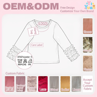 Haut blanc à manches longues pour filles, T-shirt mignon à col rond et volants, Blouse en coton pour tout-petits, Chemise décontractée à superposer pour petites filles