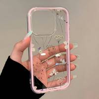 Coque de téléphone portable en TPU à motif floral INS pour iPhone 14 12 15 17 Air 18 Pro Max, coque 2-en-1 avec dos changeant de couleur
