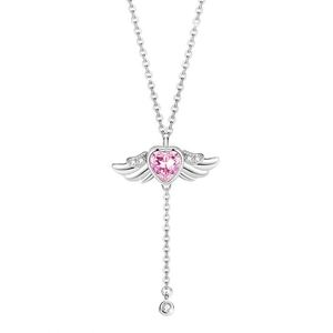 Collier Cœur Aile d'Ange en Argent Plaqué Rhodium avec Zircon, Vente en Gros Usine, Idéal pour Femme, Mariage, Cadeau Meilleure Amie - Product Image 1