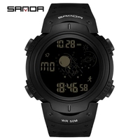 Montre-bracelet pour homme SANDA 2155, style sportif et tendance, avec affichage numérique LED, dessin animé, vert lumineux, style professionnel, vente chaude