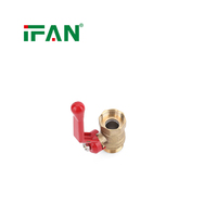 Vanne à boisseau sphérique en laiton forgé IFAN, OEM, filetée, 1/2 po, 3/4 po, 1 pouce, avec poignée rouge, pour eau et gaz
