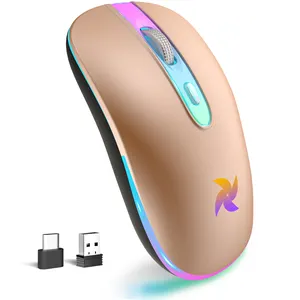 LED Optical 2.4G Wireless mouse rechargeable with USB&Type C Receiver