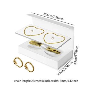 TongLing <span class=keywords><strong>Bracelet</strong></span> permanent 2 pièces en acier inoxydable pour <span class=keywords><strong>adulte</strong></span> avec logo personnalisé serti d'une pince plaquée or blanc <span class=keywords><strong>Bracelet</strong></span> d'amitié - Product Image 2