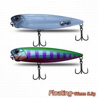 CHEERY Factory Sales Leurre flottant en plastique ABS 66mm 55g, Micro leurre dur artificiel style japonais, Leurre de surface Zigzag Dog