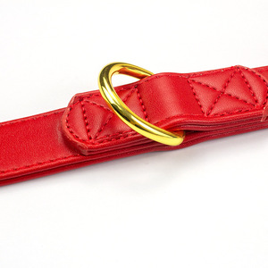 Laisse pour chien en cuir PU rouge réglable avec poignée fendue pour le contrôle de la marche - Product Image 4