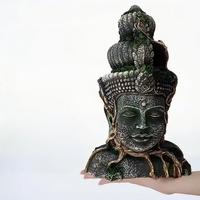 Décoration d'aquarium PKY : Petite statue créative de Bouddha antique en résine pour aquascape et roche décorative