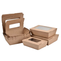 Boîte d'emballage alimentaire de récipient en papier pour repas rapide biodégradable recyclable personnalisé avec fenêtre jetable à emporter