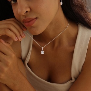 Collier pendentif en argent sterling 925 avec zircone cubique, chaîne classique pour fiançailles, bijoux pour femmes, cadeau de fête ou de mariage - Product Image 2