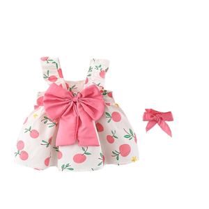 Set Estivo Casual 2 Pezzi per Bambina 0-3 Anni, Vestito Floreale Vintage Senza Maniche con Colletto Quadrato e Cappello, in Cotone - Product Image 4