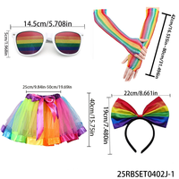 Ensemble d'accessoires de costume de fête arc-en-ciel avec lunettes de soleil, nœud papillon et jupe tutu pour adultes, carnaval
