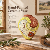 Vase à fleurs en céramique peint à la main Jossin, design abstrait, vase en céramique pour la décoration de la maison, accessoires d'intérieur pour le salon