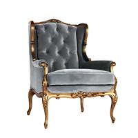Chaise de salle à manger de luxe de haute qualité tissu de velours gris bois massif Royal salon canapé chaise-pour bureau à domicile hôtel usine directe