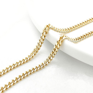 Cadena <span class=keywords><strong>de</strong></span> cobre bañada en oro real con acabado brillante que conserva el color, cadena plana para bricolaje, collar y pulsera hechos a mano - Product Image 2