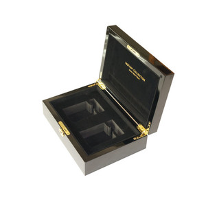 High Quality Handmade Rectangle Black Lacquered MDF Vintage Luxury Wooden Gift Box with Velvet Lining for Cosmetics Nail Polish