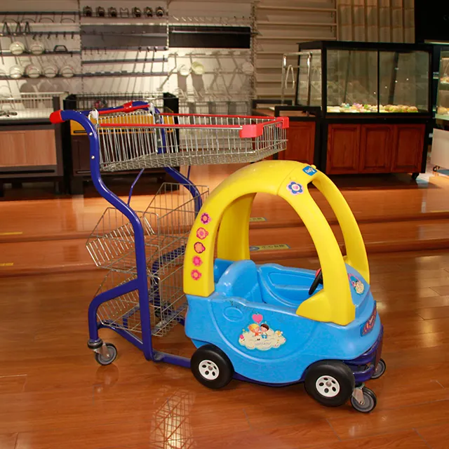 Kinderen Speelgoed Cartoon Trolley Met Twee Manden Kinderen Baby Winkelen Trolley Voor Supermarkt