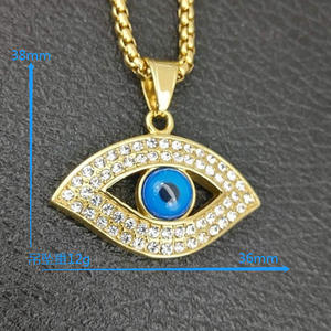 Collar con Colgante del <span class=keywords><strong>Ojo</strong></span> <span class=keywords><strong>de</strong></span> <span class=keywords><strong>Horus</strong></span> <span class=keywords><strong>de</strong></span> Gran Venta, Joyería Turca <span class=keywords><strong>de</strong></span> Acero Inoxidable Color Plata Bañado en Oro con Mal <span class=keywords><strong>de</strong></span> <span class=keywords><strong>Ojo</strong></span> Hamsa Azul - Product Image 6