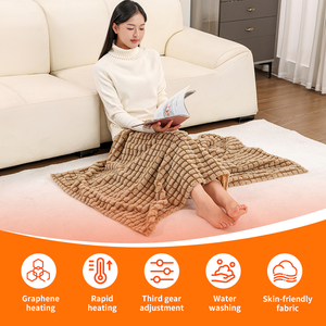 Plaid/Châle chauffant <span class=keywords><strong>électrique</strong></span> sans fil USB en fibre de carbone et polyester, alimenté par batterie, portable, pour l'hiver domestique, avec fonction tactile - Product Image 5