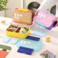 Boîte à lunch bento personnalisée sans BPA à 3 compartiments avec couverts, récipient alimentaire réutilisable étanche, compatible micro-ondes et lave-vaisselle