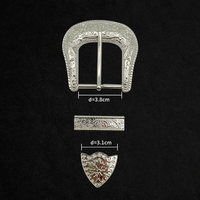 Ensemble de 3 ceintures ethniques en alliage d'argent pour boucles de 38mm (1.5 pouces), boucles à ardillon gravées florales pour hommes et femmes, vente en gros