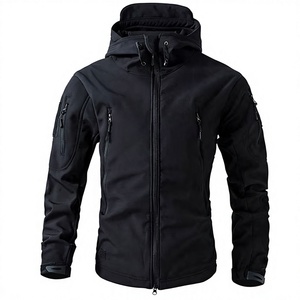 Veste polaire à capuche unie pour homme, coupe-vent, fermeture éclair, coupe classique, en polyester, pour l'hiver, vêtements d'extérieur, style décontracté - Product Image 2