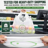 Sac de courses en T-shirt 100 % biodégradable et compostable, sac de transport pour épicerie en PLA PBAT avec poignée, sac à emporter pour supermarché, vente en gros