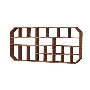Estante de pared rectangular de madera de paulonia quemada con múltiples compartimentos para exhibir y almacenar juegos de té, ideal para salas de té. - Product Image 5