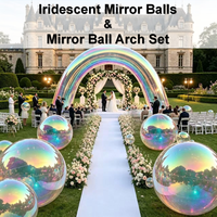 Ensemble de boules miroir irisées et d'arche de boules miroir, arche de mariage gonflable géante pour la décoration de fond d'événements et de fêtes de mariage