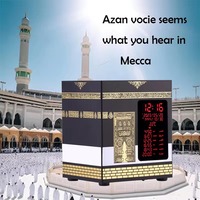 Jam Azan Ka'bah Islami, Speaker Al-Quran dengan Tampilan Waktu Sholat, Dekorasi Religius Rumah untuk Muslim