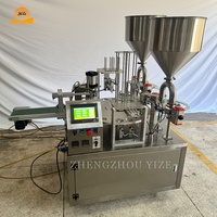 Machine de remplissage et de scellage automatique d'eau liquide de sauce de gelée de tasse ronde machine de remplissage et d'emballage de yaourt à vendre